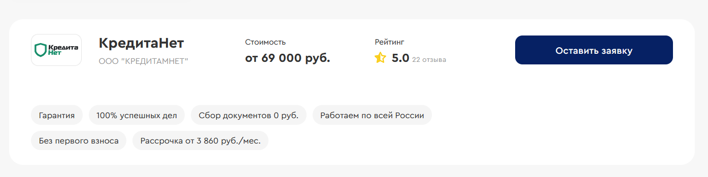 КредитаНет в ТОП-3 компаний по банкротству физлиц в Чебоксарах по данным сервиса «БФЛ.топ»